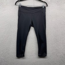 Zella Womens Capri Legging Black Low Rise Elastic Waist Pull On Logo Size M