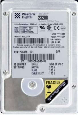 Hard Drive WD Caviar AC23200-60LC Compaq 278866-001 3.2GB 5400RPM ATA 3.5'' Inch