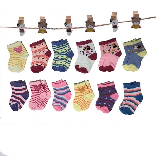 New Lot 12 Pairs Child Girls Kids Multi Color Sport Crew Socks Cotton Multi-Size - Picture 4 of 7