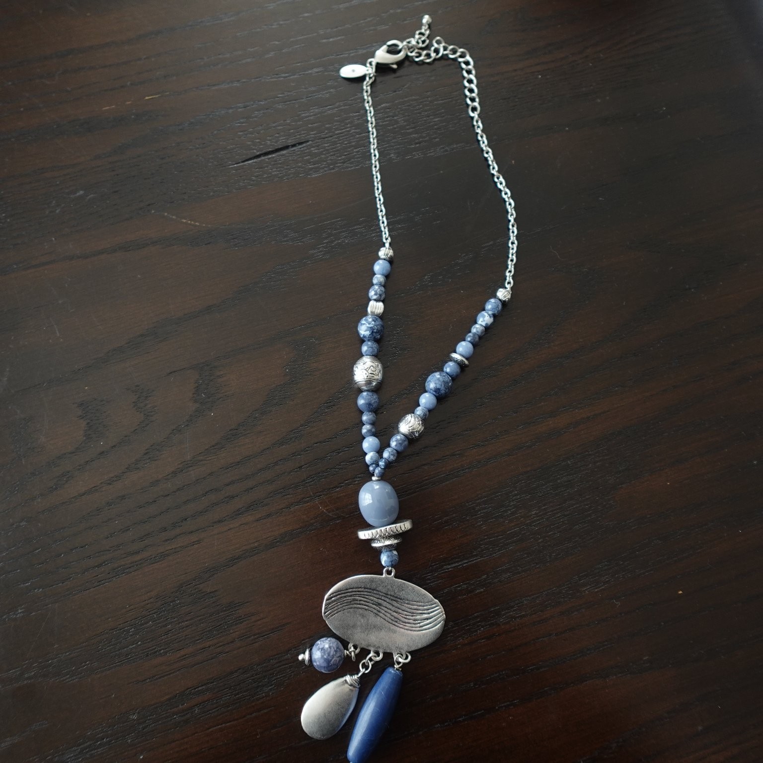 Chico's Beaded Statement Necklace Adjustable Blue… - image 6