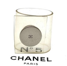 Chanel Schalring Klar Vinyl Silber Coco Mark 3 X 3 Cm