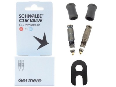 Schwalbe Clik Valve SCV Umbausatz für SV Ventile Fahrrad Ventil schwarz Paar