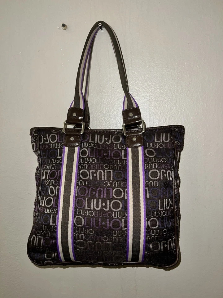 Bolso de mano Liu Jo para mujer con estampado de logotipo X-grande marrón púrpura Foto 2 de 4