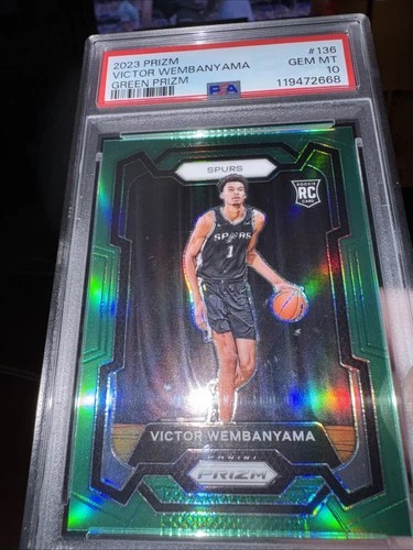 2023 Panini Prizm 136 Victor Wembanyama GREEN Rookie RC PSA 10 GEM MINT !