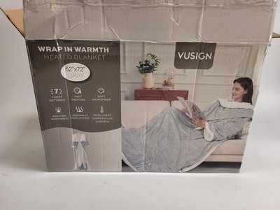 Vusign Wrap In Warmth Wearable Heated Blanket 52  X 72  Gray 7 Settings