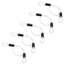 5 Pcs 3/16" Dia 2 ft (20") Vinyl Coated Stainless Steel Cable with Loops, White