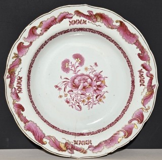 18th c Antique Chinese Export Famille Rose Porcelain Soup Plate