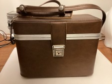Vintage Brown Hardshell Camera Bag Case w/ Shoulder Strap Plush Brown Interior