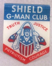 1940's SHIELD G-MAN CLUB celluloid badge pinback button comic book premium