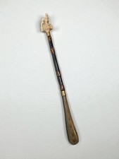 Vintage Shoe Horn Goddess Of wisdom Wood Handle Long 22  