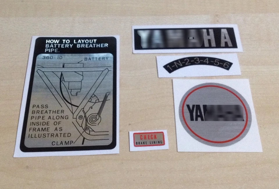 YAMAHA RD250-RD350 "WARNAUFKLEBER SET" - Bild 1 von 3