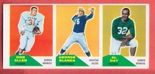 1960   FLEER   FOOTBALL  3 CARD STRIP    GEORGE BLANDA   DON ALLEN     AL  DAY