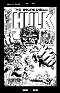 Marie Severin Incredible Hulk #102 Hulk Origin Rare Large Production Art Cover