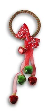 Christmas Door Hanger with Jingle Bells - 11 Inches (Red & Green)