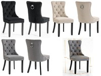 Plush Velvet Dining Chairs with Knocker  1 2 4 6 Black Grey Beige Stud Detailing