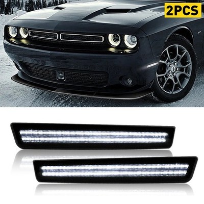 For 2015-21 Dodge Challenger Smoked Lens LED Bumper Front Side Marker LAMP 2PCS%