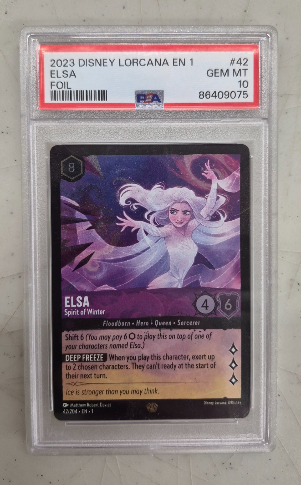 Lorcana Elsa, Spirit of Winter #42-Foil First Chapter-PSA 10 GEM MINT #86409075