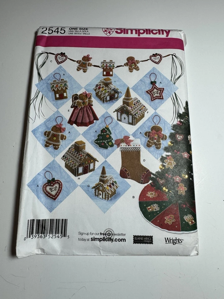 Simplicity 2545 Decoraciones de Navidad Pan de Jengibre Artesanal Costura Patrón Sin Cortar Foto 2 de 4