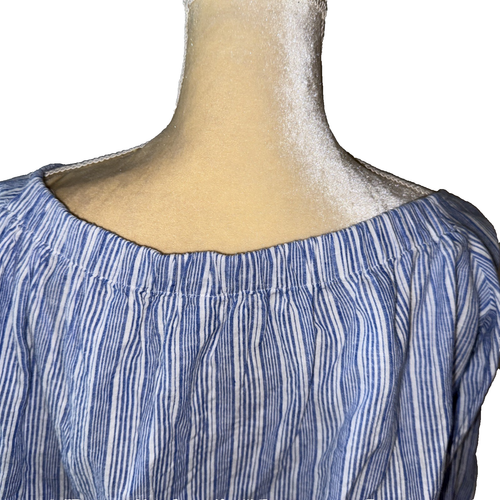 Free People Hello There Beautiful Off The Shoulder Blue Top Size M - Picture 9 of 13