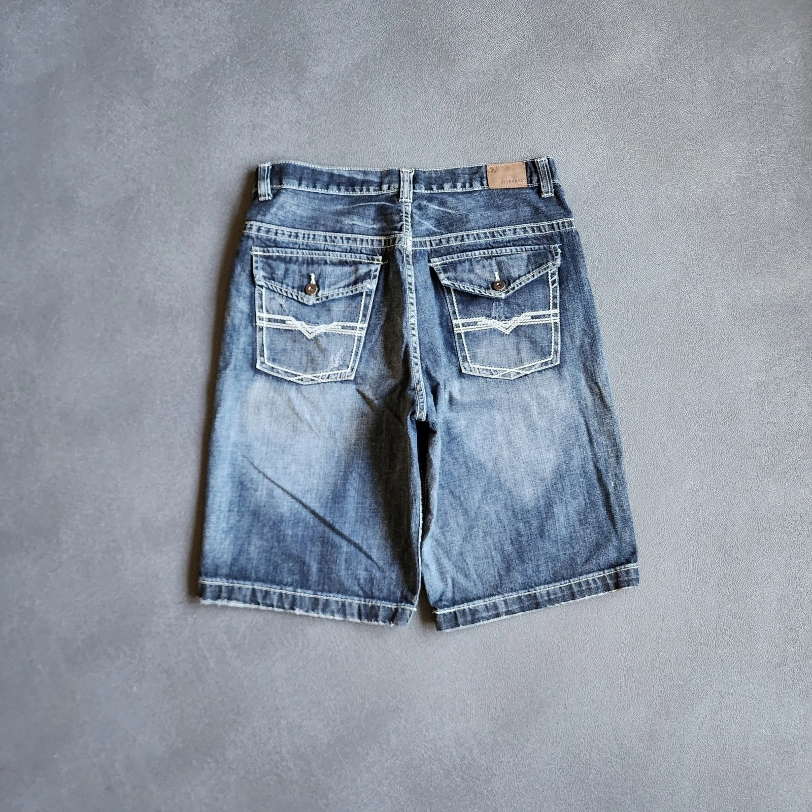 Baggy Flypaper Blue Denim Washed Faded Jean Shorts 34