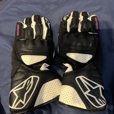 Alpinestars Stella SP-8 Women's Leather Motorcycle Gloves | Black/White/Pink