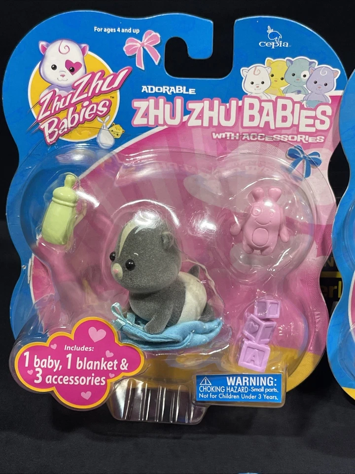 Zhu Zhu BABIES Hamster Animais de Estimação Bebê Adorável e 3 Acessórios Conjunto de Brinquedo Lote De 3 - Imagem 2 de 4