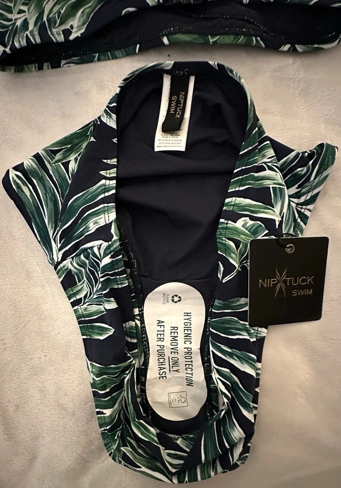 Nip Tuck Brand New Bikini Set Black Green Tropical Style NN2183TQN Size 6 NWTS - Image 4 of 4