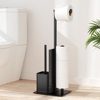 Toilettenpapierhalter Stehend WC BüRste Schwarz Matt Edelstahl Rostfrei 3 Rollen