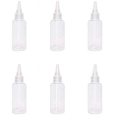 6 Pack 2oz Plastic Squeeze Bottles Mini Empty Squirt Bottle w/ Top Cap for Glue