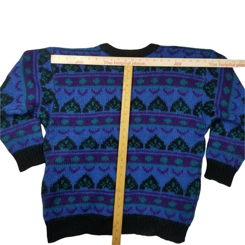 Vintage Gallagher Fair Isle Sweater Women Sz XL Mohair & Acrylic Geometric Blue - Picture 9 of 12