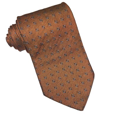 EMIDIO TUCCI Neck Tie Men's Dark Orange With Tiny Blue Pattern . 100 % Silk....