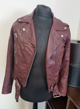 Women's Diesel Cowhide Leather Burgendy Leather Jacket Size 8
