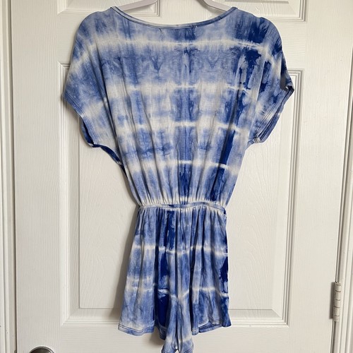 Anthropologie | The Impeccable Pig Tie Dye Romper Blue/White S - Picture 2 of 6