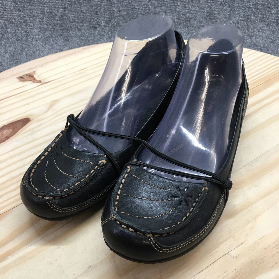 Zapatos BareTraps para mujer 8 M Karoline informales sin cordones sin usar, puntera plana de cuero negro Foto 3 de 4