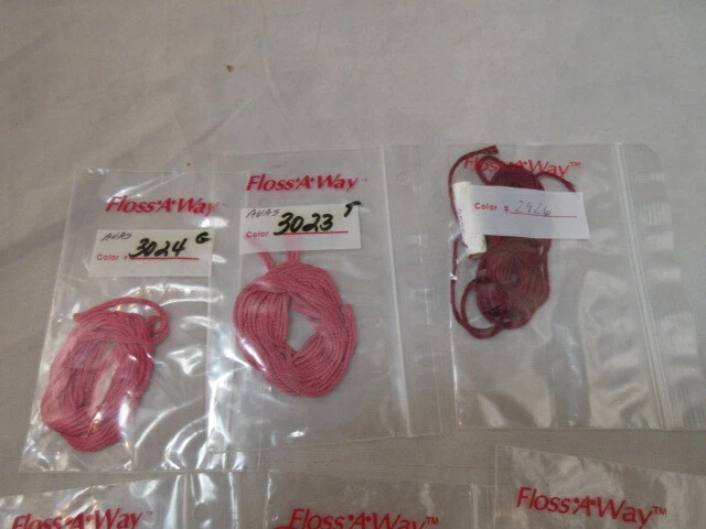 Au Ver A Soie Lot of 7 Reds 100% Stranded Silk Ind, Floss-A-Way Bags A116 - Image 2 of 4