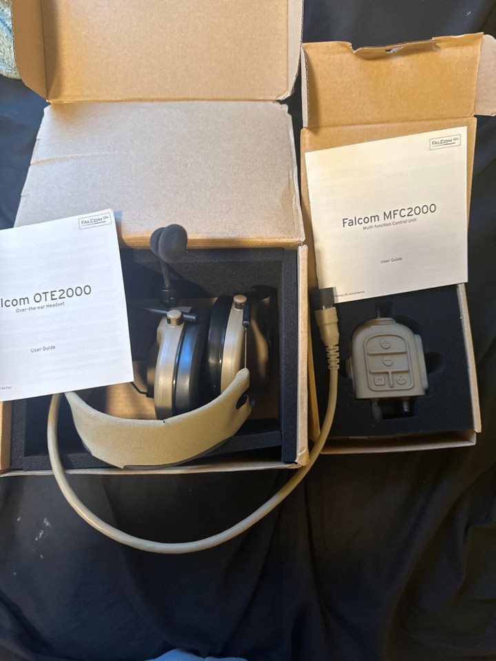 NWOT FALCOM MILITARY RADIO TACTICAL HEADSET USMC ARMY COMMS w. PTT ...