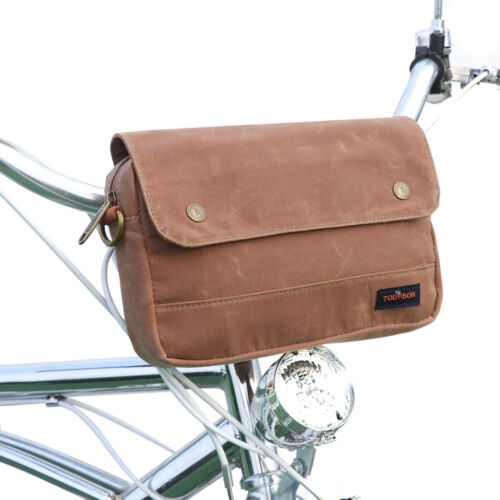 Tourbon Waxed Canvas Bike Handlebar/Saddle Case Bicycle Frame Pouch Key Bag BR - Picture 19 of 23