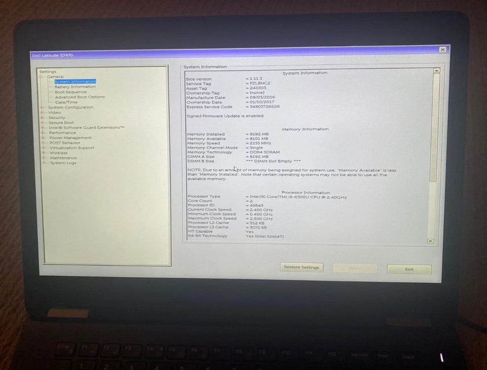 pc portable dell latitude e7470 core i5 6eme gen sans ram /ssd/batterie/chargeur - Photo 4/4