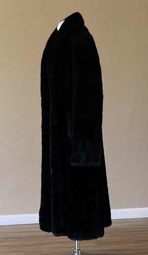 Dennis Basso Black Faux Fur Long Sleeve Coat Large & Matching Scarf Priority shp - Foto 8 di 11