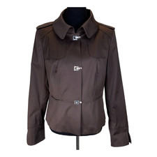 Laurèl | Size 10 | Designer Chocolate Brown Cropped Nickel Closures Rain Jacket