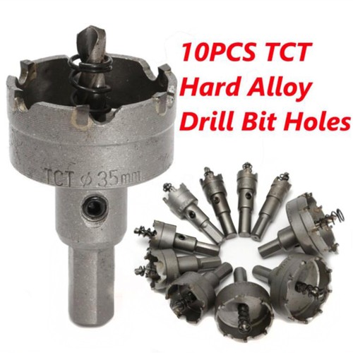 Juego de 10 piezas de sierra de orificio TCT kit de sierra de orificio de carburo (16-53 mm) para acero inoxidable, metal - Imagen 1 de 12