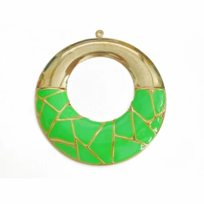 Anhänger Oval 60 mm Metall Emaille B-Ware altgold grün 2 Stück nenad-design R141 - Bild 1 von 4