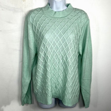 Salon Studio Womens Mockneck Sweater Sz XL Mint Green Knit Minimalist VINTAGE