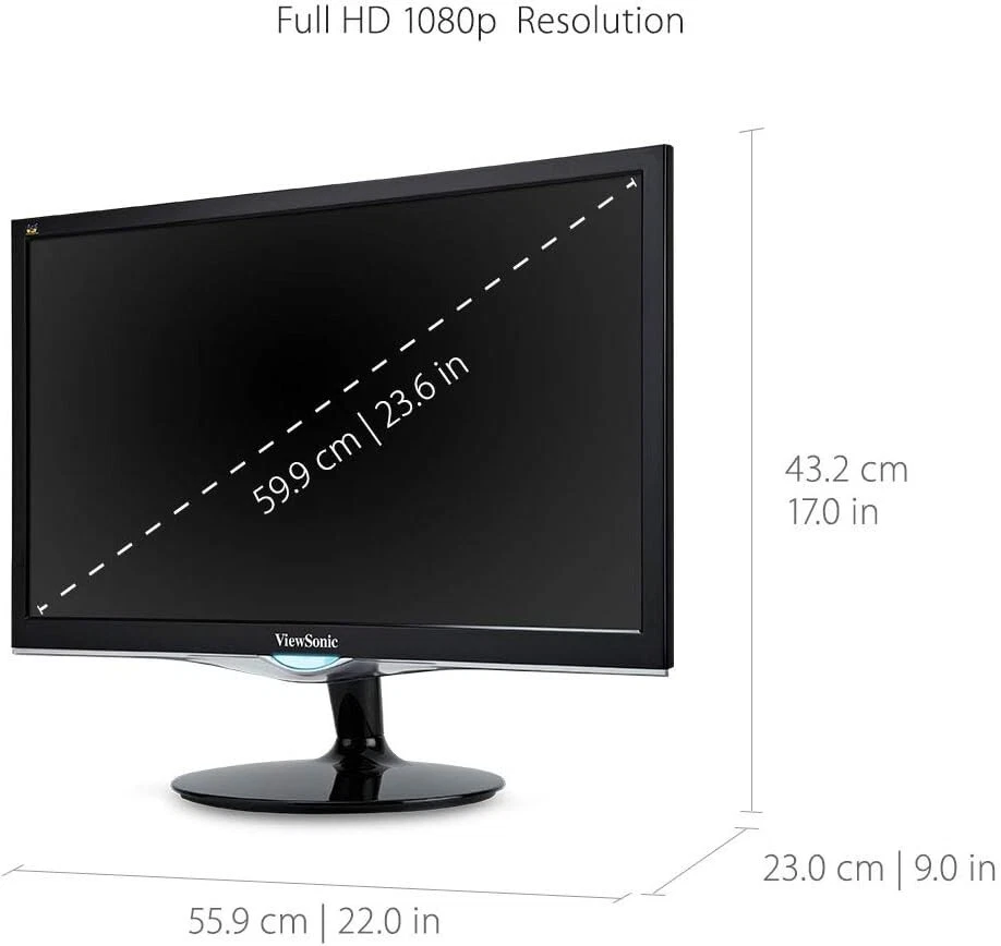 ViewSonic VX2452MH 24 Inch 2ms 60Hz 1080p Gaming Monitor - Image 3 of 4
