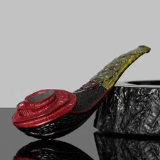 MUXIANG Handmade Briar Freehand Tobacco Pipe Rustic Bulldog Pipe High-end Pipe