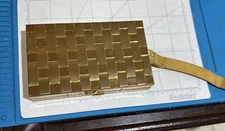 Vintage Pre-owned gold Plated basket weave compact lipstick purse mesh handle