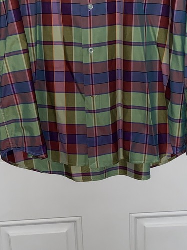 Mens Robert Talbott GREEN Multicolor Plaid Dress Shirt SZ XL Long Sleeve - Picture 2 of 7
