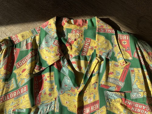 1930s 40s Vintage Rayon Silk Hawaiian Travel 48 St