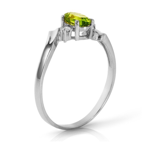 Natürlich Peridot Und Diamanten Edelstein 14k Solid Gold Damen Promise Ring z570 - Bild 4 von 4