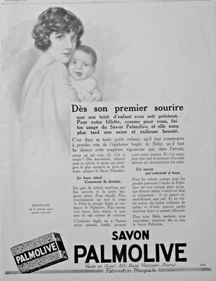 PRESSEWERBUNG 1926 PALMOLIVENSEIFE AB IHREM ERSTEN LÄCHELN BABY